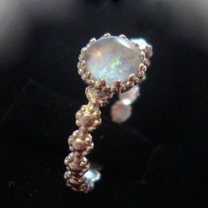 opal ring sterling silver size 5 engagement band